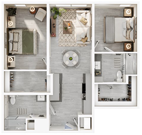 2 Bed 2 Bath Floorplan